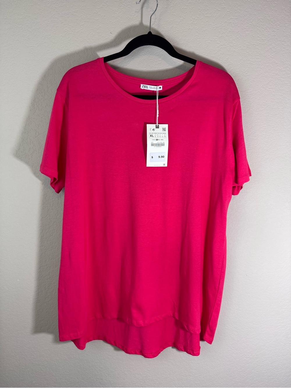 ZARA Bright Hot Pink Short Sleeve Tee